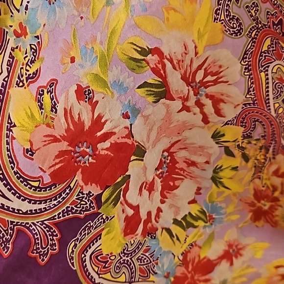 💕JOHNNY WAS💕 Tropic Georgette 100% Silk Maxi Dress ~ Patchwork Print 2X NWT - Picture 14 of 16